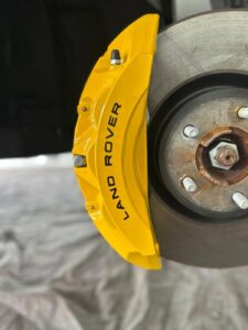 rear caliper yellow land rover logo tyrone ga rims and calipers paint