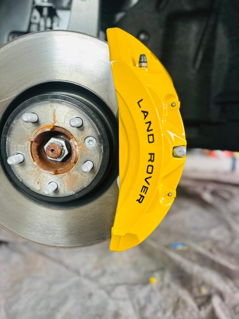 yellow caliper rear passenger land rover defender tyrone ga rims and calipers paint
