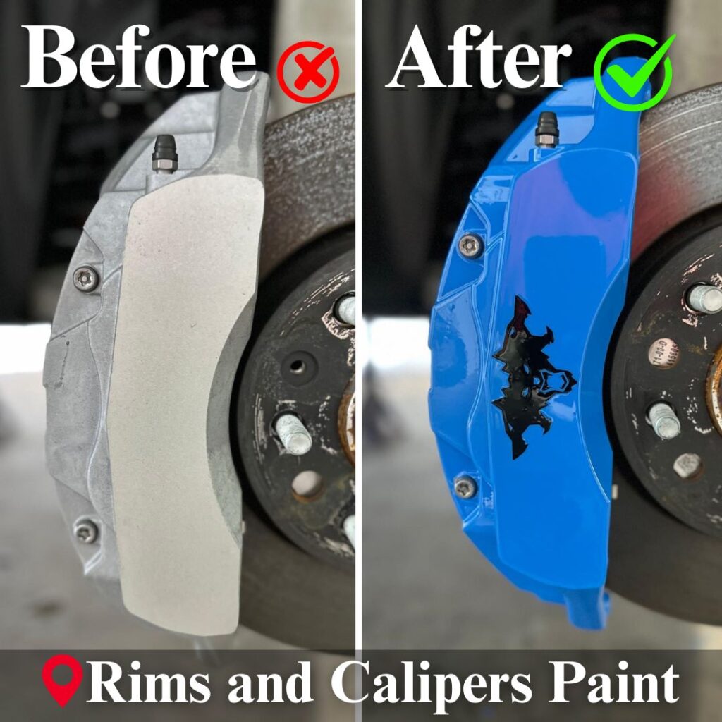 tesla-cybertruck-blue-brake-caliper-paint-Before-and-after-rear-wheel-blue-caliper-detail-rims-and-calipers-paint-atlanta-ga