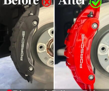 Before and After 2025 Porsche Taycan 4 Red Brake Caliper Paint Atlanta