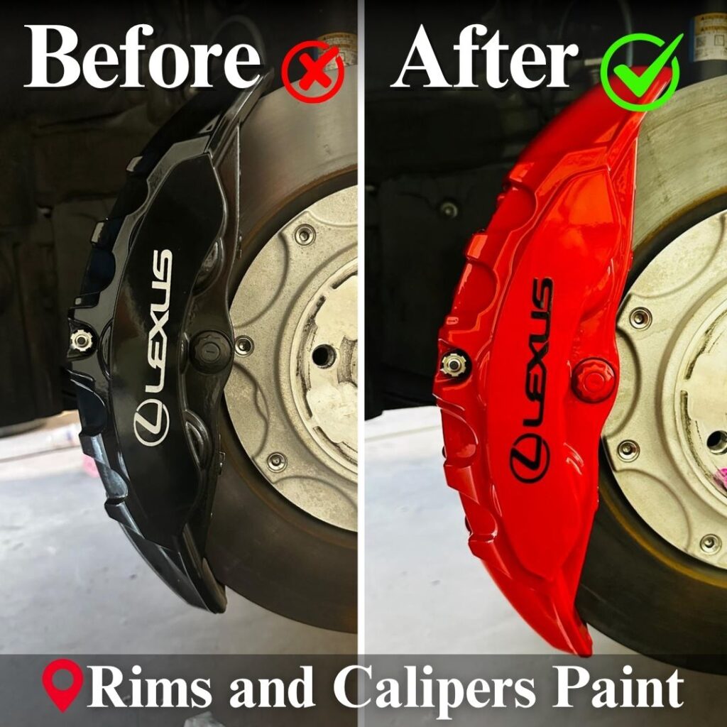 lexus-rx500h-f-red-caliper-paint-lexus-logo-before-and-after-closeup-atlanta