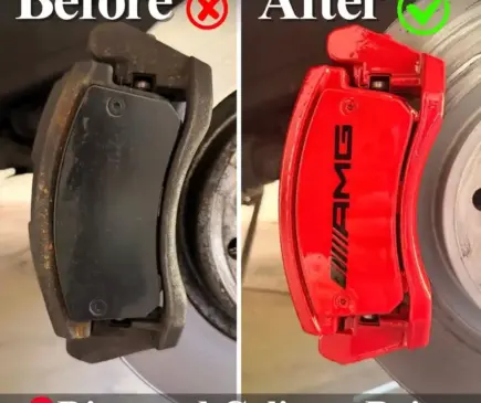 mercedes benz g550 red brake caliper before and after painting
